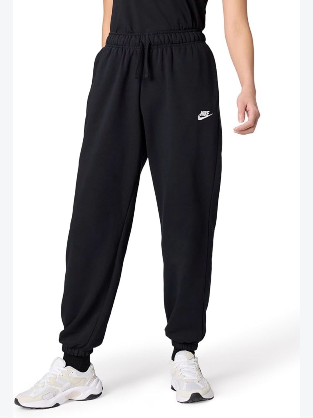 Nike Black Casual Fleece Joggers with White Logo